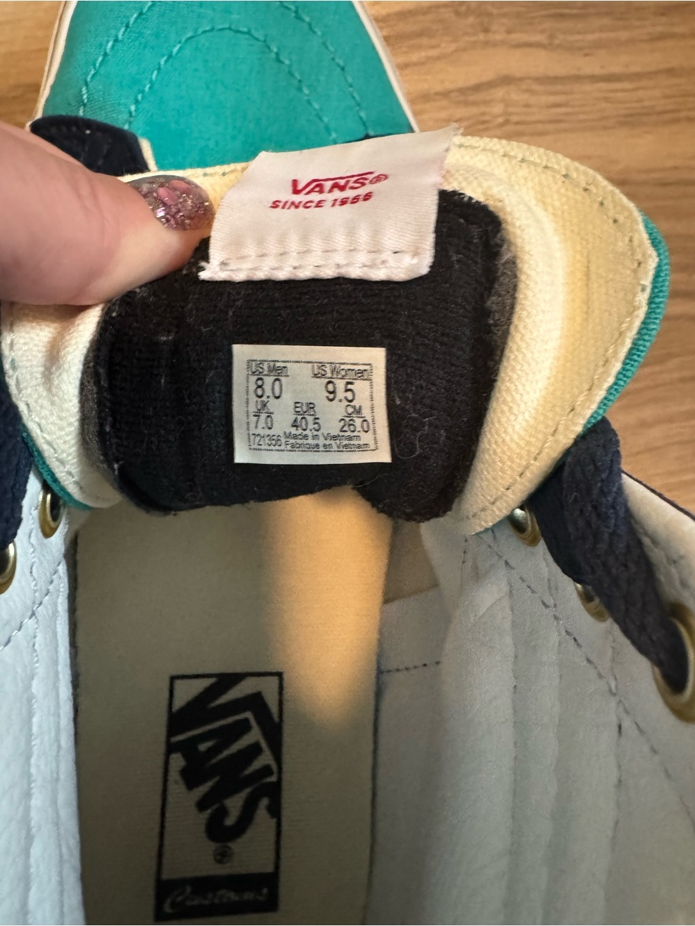 Vans womens High-Top Sneakers in Teal and Navy Blue - Picture 5 of 5